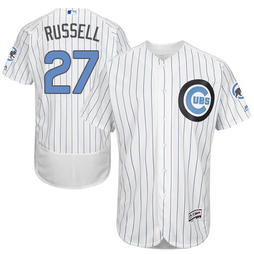 Cubs #27 Addison Russell White(Blue Strip) Flexbase Authentic Collection Father's Day Stitched MLB Jersey - Click Image to Close